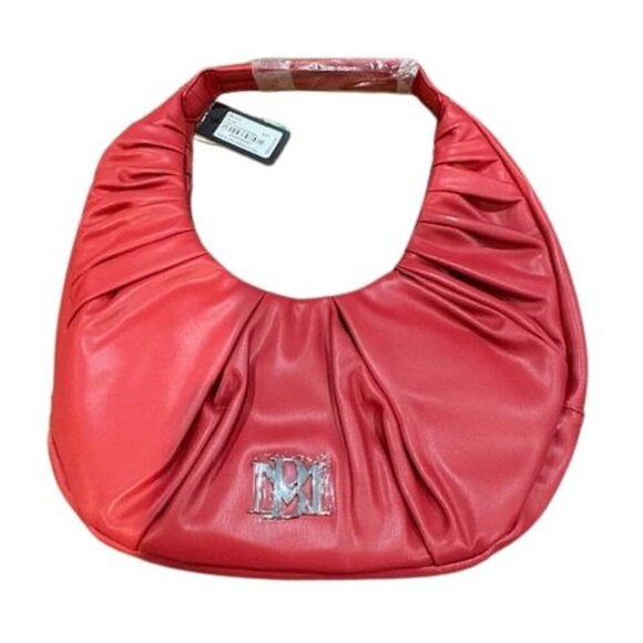 Badgley Mischka Vegan Leather Pleats Shoulder Bag in Red – BRAND NEW! - Picture 1 of 5